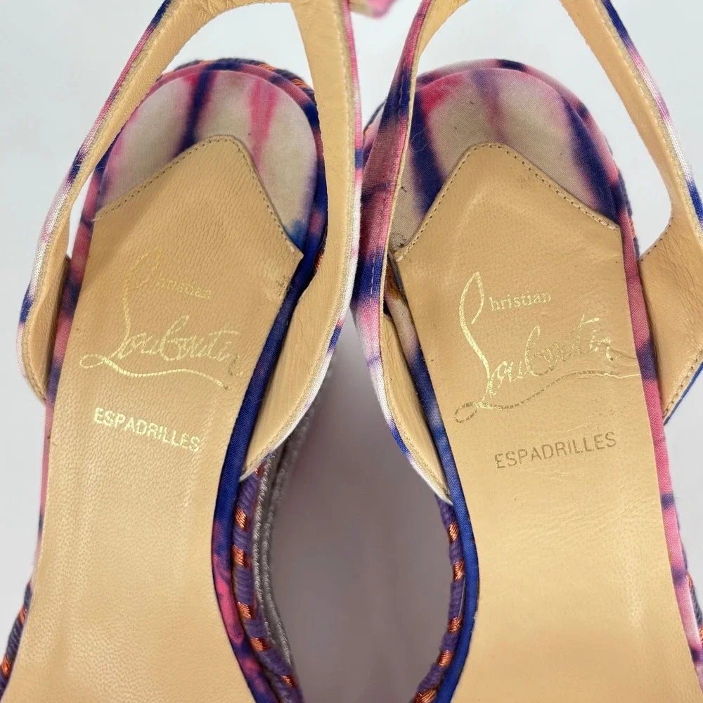 Christian Louboutin Duplice Tie-Dye Wedge Sandals Pink Women Size 36 Espadrille